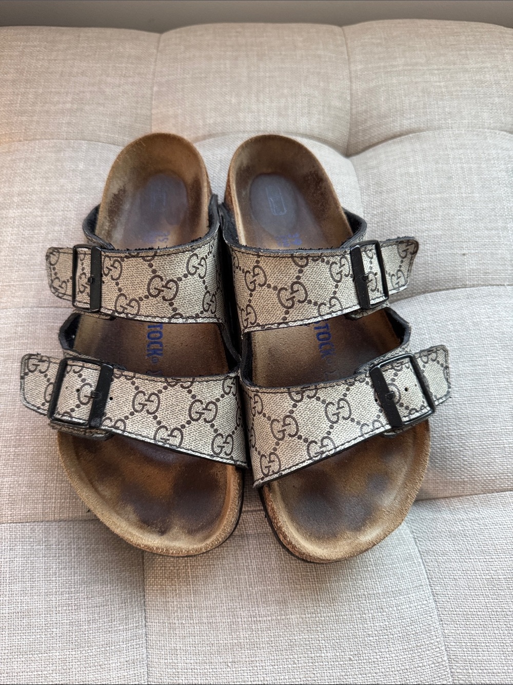Upcycled Gucci Birkenstocks Size 39